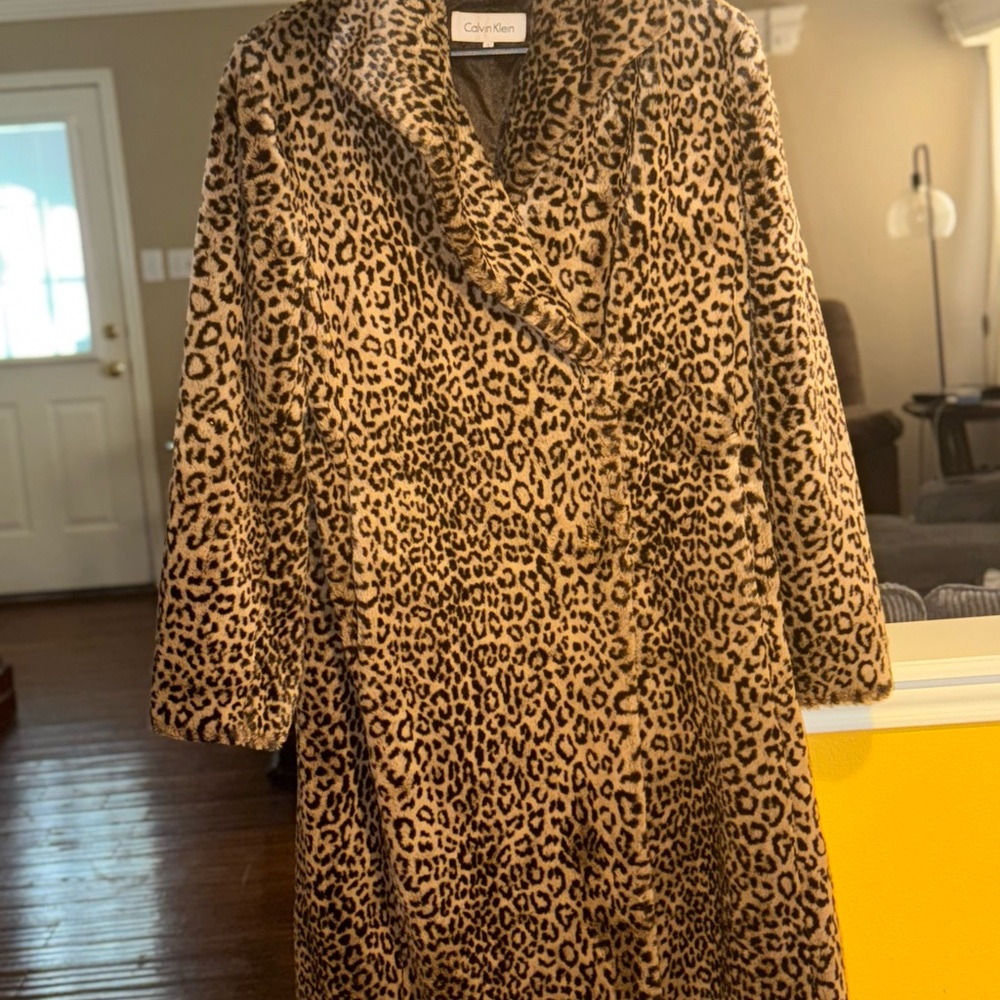 Calvin Klein Animal Print Jacket in Brown and Black Small - Picture 1 of 9